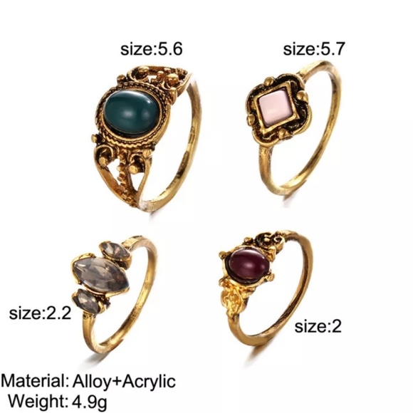 Vintage Antique Gold Knuckle Midi Women's Ring Set - Picture 3 of 7